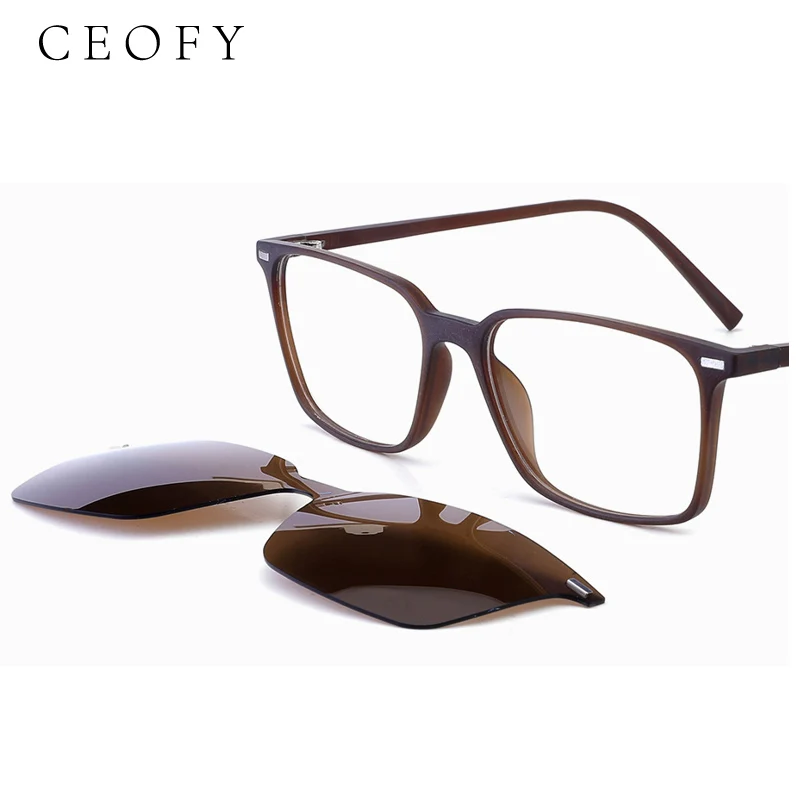 Ceofy Men Fashion Glasses Frame Optical Sun Clip On Polarized Driving Prescription Myopia Light Eyeglasses Frame For Men