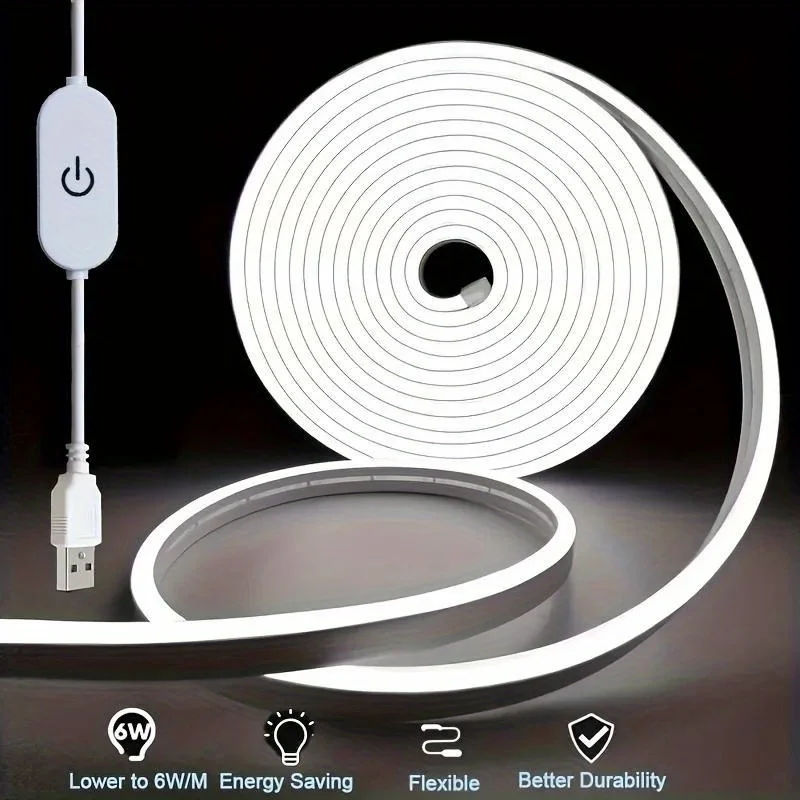 120leds/M USB Dimmable Neon Lamp Flexible Tape Warm White/White Neon LED Strip Lights Touch Sensor LED Strip Lights Neon