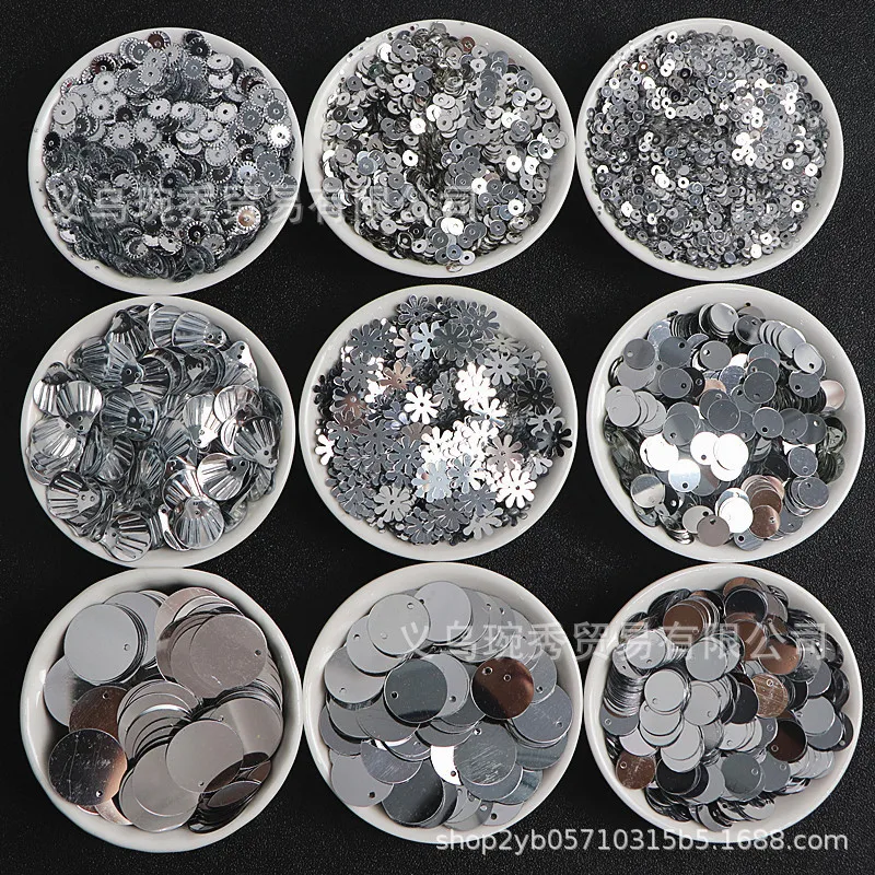 Round gold, silver medium hole flat sequins, fish scales, hand sewn beads, handmade DIY bags, stage clothing accessories