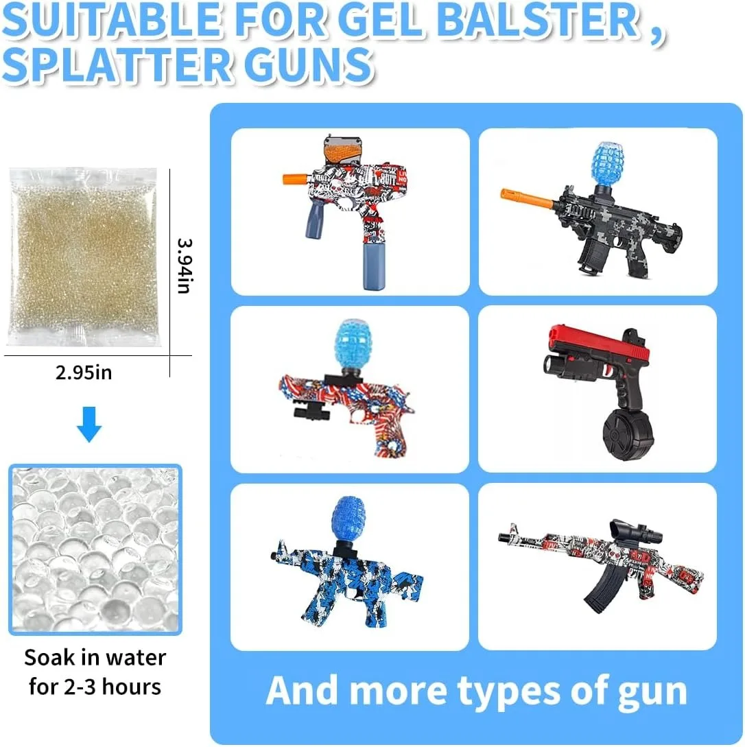 Clear Refill Ammo Water Balls Splater Gel Beads Blaster Water Beads Bullets for Splat Orby Gun Toy Shooting Gaming Accessories