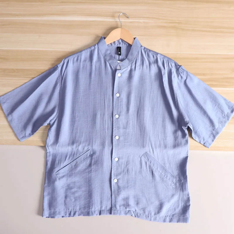 Hombre Verano Casual Loose Fit ort Sve irt Fino Transpirable Qui Seco Sensación Fresca Lino como Tela Protección Solar