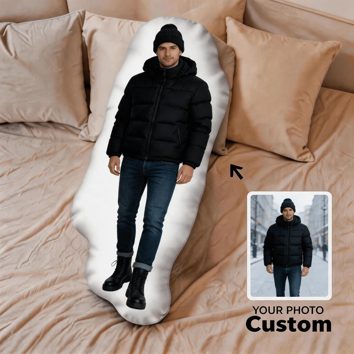 Personalized Photo Cushion with Your Own Picture/Text - Large 60cm Custom Shaped Pillow Suitable for Sofa & Bed, Accent Pillow f