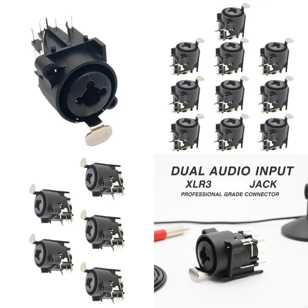 1/5/10Pcs 3 Conductor Receptacle Female Panel Mount 1/4 6.35MM Solder 7Pin Equipment Accessories