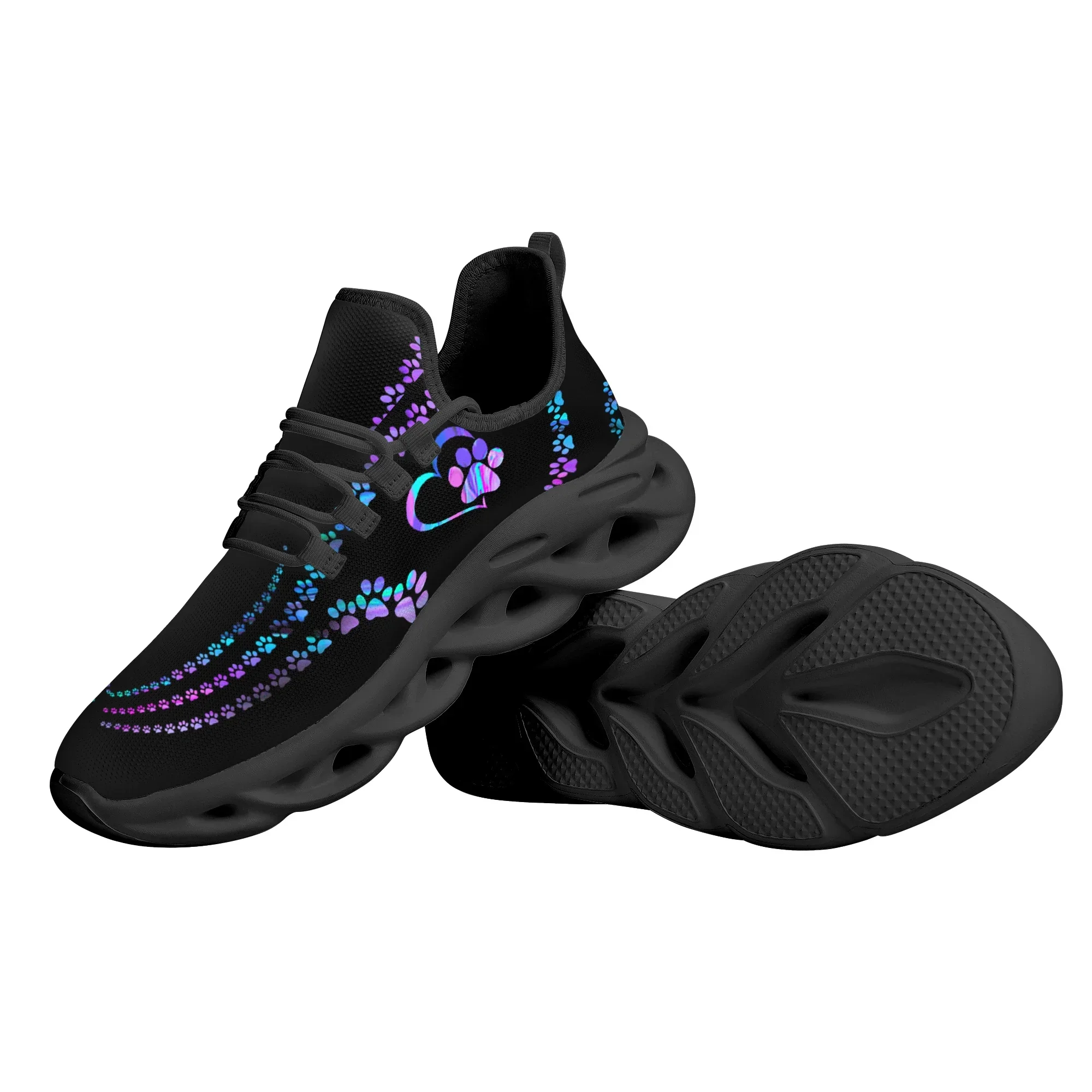 Cool Dog Footprint Camouflage Printing Flat Shoes For Women Breathable Soft Sneakers Lace Up Casual Platform Zapatos
