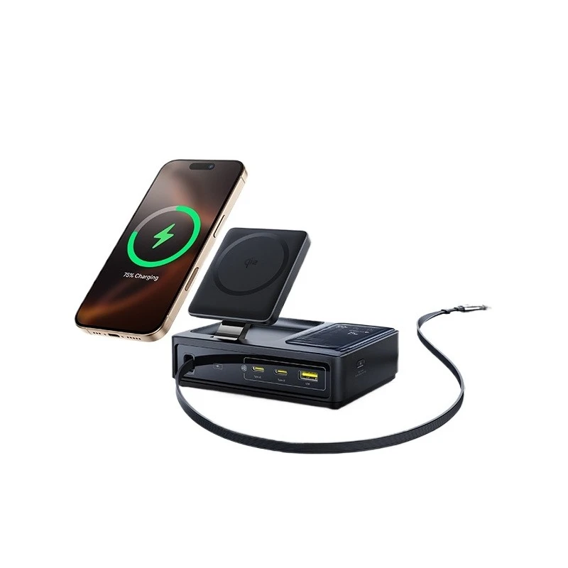 

Desktop charging station 140W gallium nitride screen display with type-c telescopic cable fast charging 15W