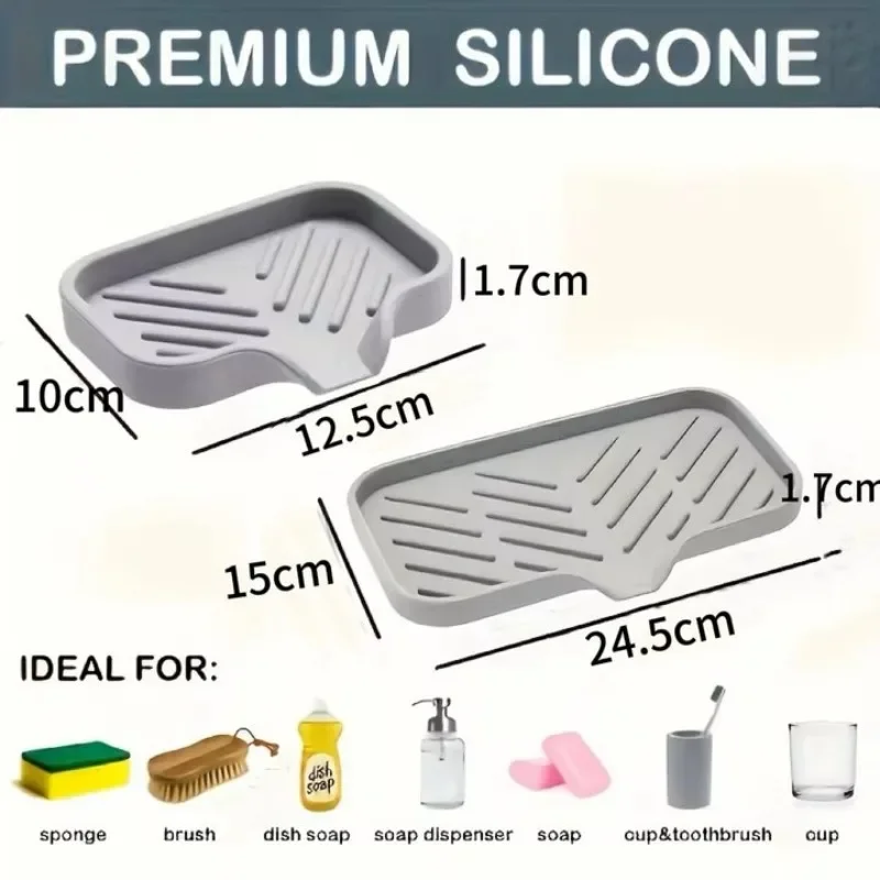 Self Draining Soap Bar Holder Silicone Kitchen Sink Soap Dish Sponge Tray Creative Washing Table Soap Tray Free Punch Drain Rack