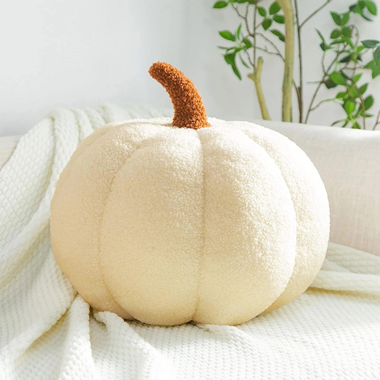 Pumpkin Throw , Super Fluffy Pumpkin Plush Pumpkin Stuffed Toy, Pumpkin Decorative  Cushion for  Decor Halloween Party Favors (C