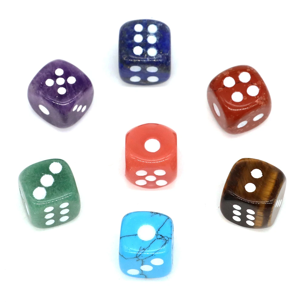 16mm Six Sided Portable Table Playing Game Dice Natural Stone Amethyst Rose Quartz Obsidian Club Family Party Entertainment Gift