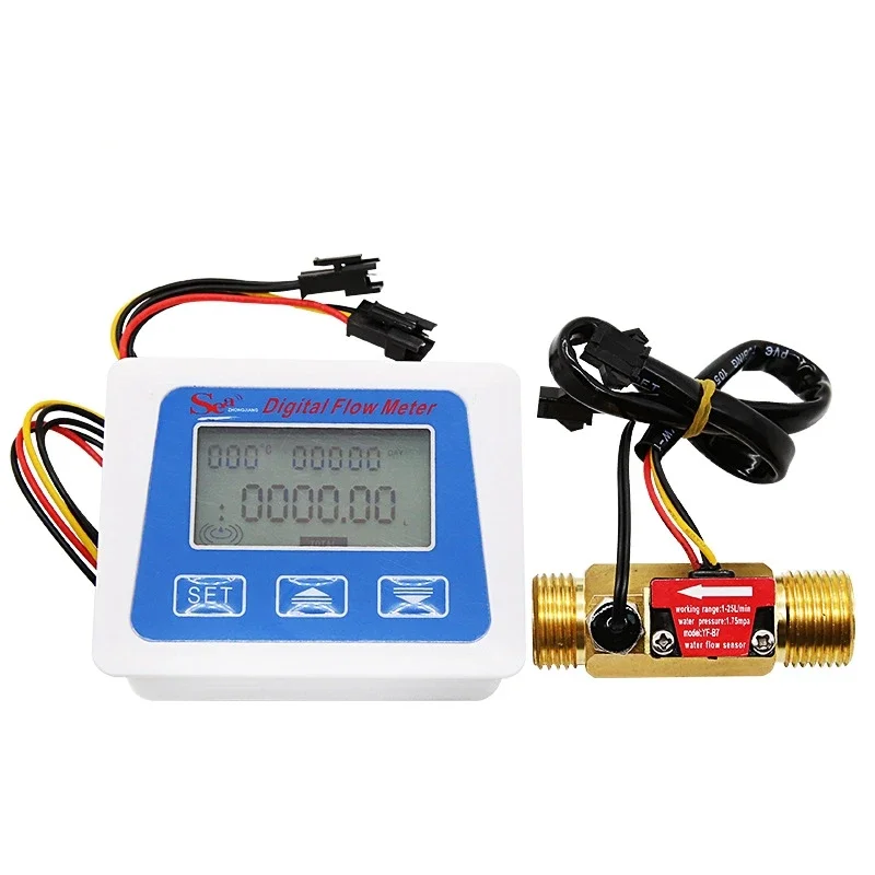

Digital LCD display Water flow sensor meter flowmeter totameter Temperature time record With G1/2 3/4 1 Inch flow sensor