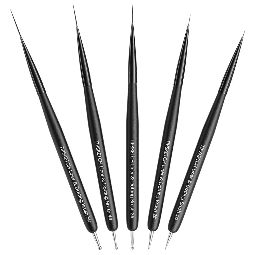 

Nail Art Liner Brushes 5Pcs Dotting Pen Tools Nail Art Brushes Thin Liner Set(4/8/12/15/20 Mm) For Long Lines, Thin Details Gel