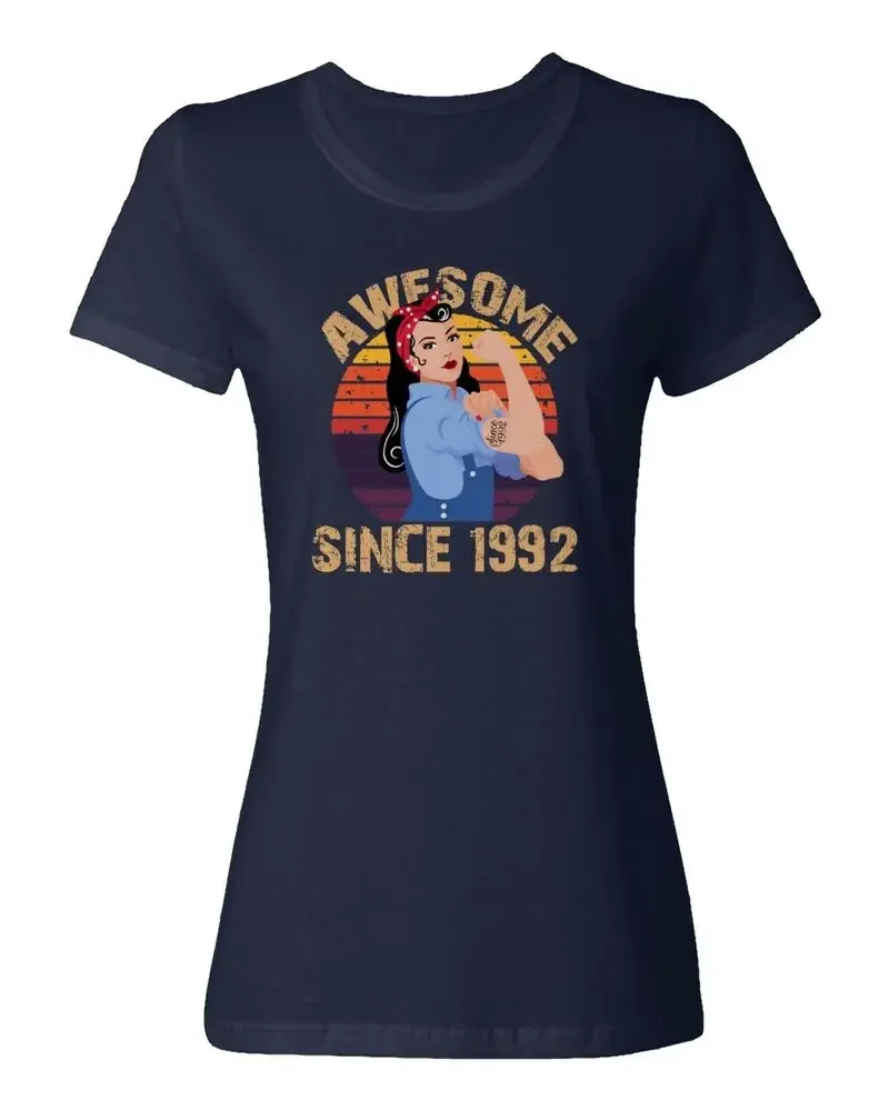 Awesome Since 1992 Retro Girl 30th Birthday Ladies' Crewneck T-Shirt