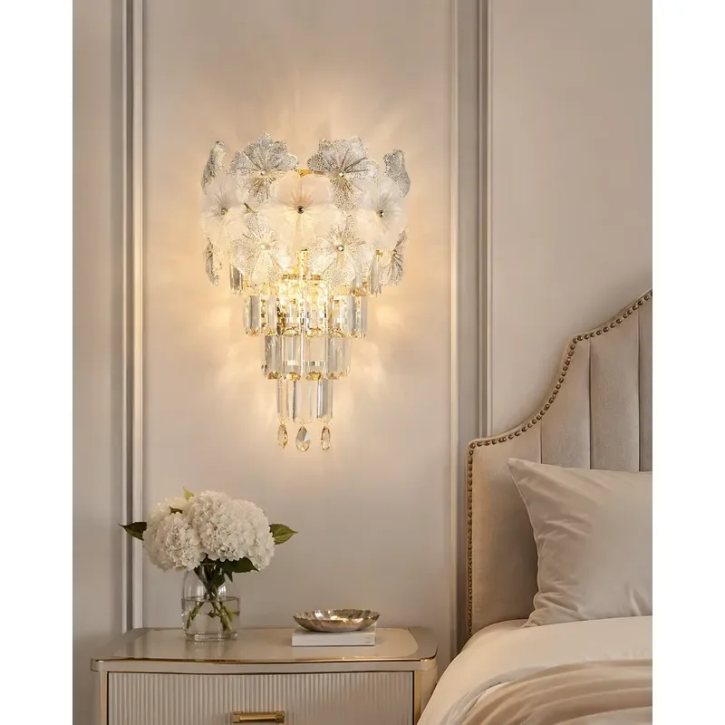 Modern Crystal Wall Light, Gold Finish, Model 69688-350-H430