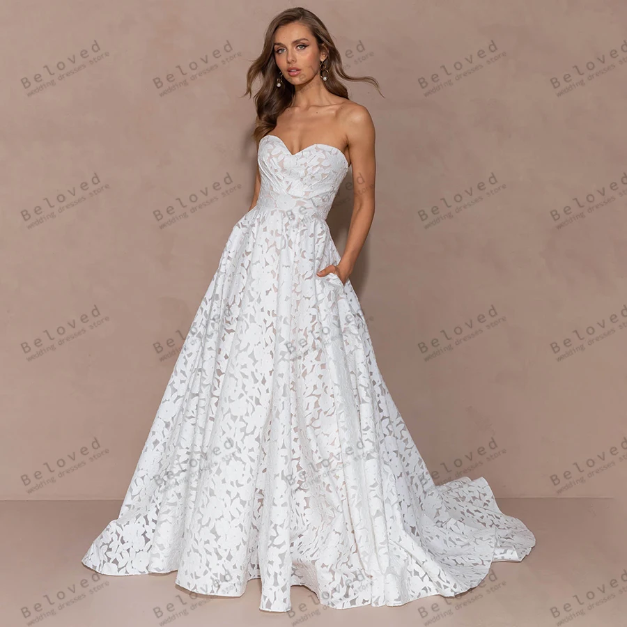 

Gorgeous Wedding Dresses A-Line Lace Tiered Bridal Gowns Sleeveless Backless Sexy Robes For Formal Party 2024 Vestidos De Novia