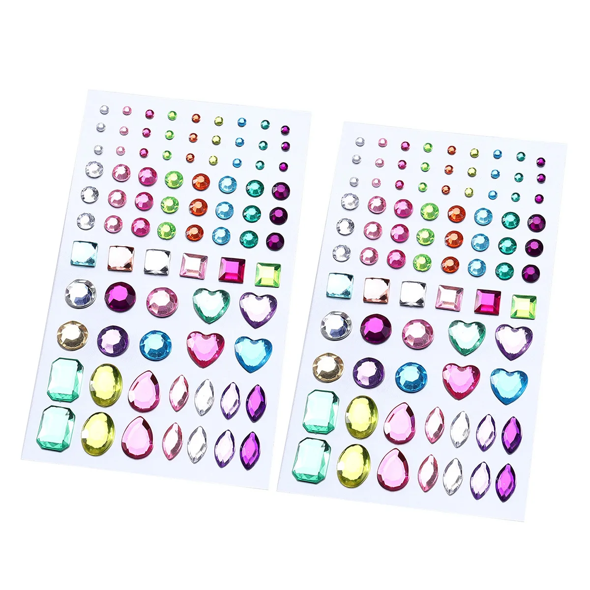 สติกเกอร์คริสตัลอะคริลิค 2 แผ่น หลากสี ติดเองได้ สำหรับตกแต่งเล็บ เจลขัดเงา ลอกออกได้ สำหรับเล็บปลอม ร้านทำเล็บ และใช้ในบ้าน