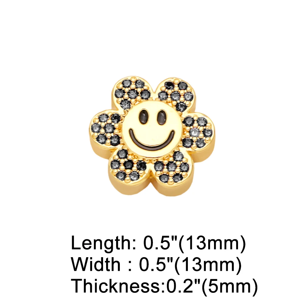 OCESRIO Multiple Color Sunflower Charms for Bracelet Necklace Handmade DIY CZ Copper Gold Plated Jewelry Making Supplies chma188