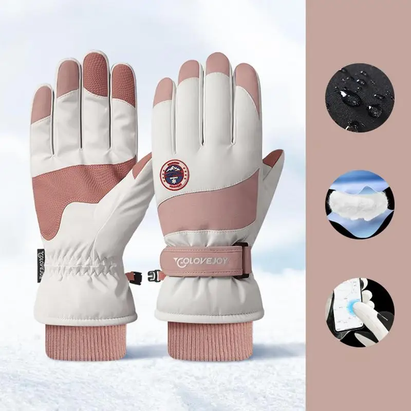 Skihandschuhe, wasserdicht, 1 Paar, Skisport, warme Handschuhe, Bildschirm, Touch, kaltes Wetter, Handwärmer, winddichte Fäustlinge für den Außenbereich