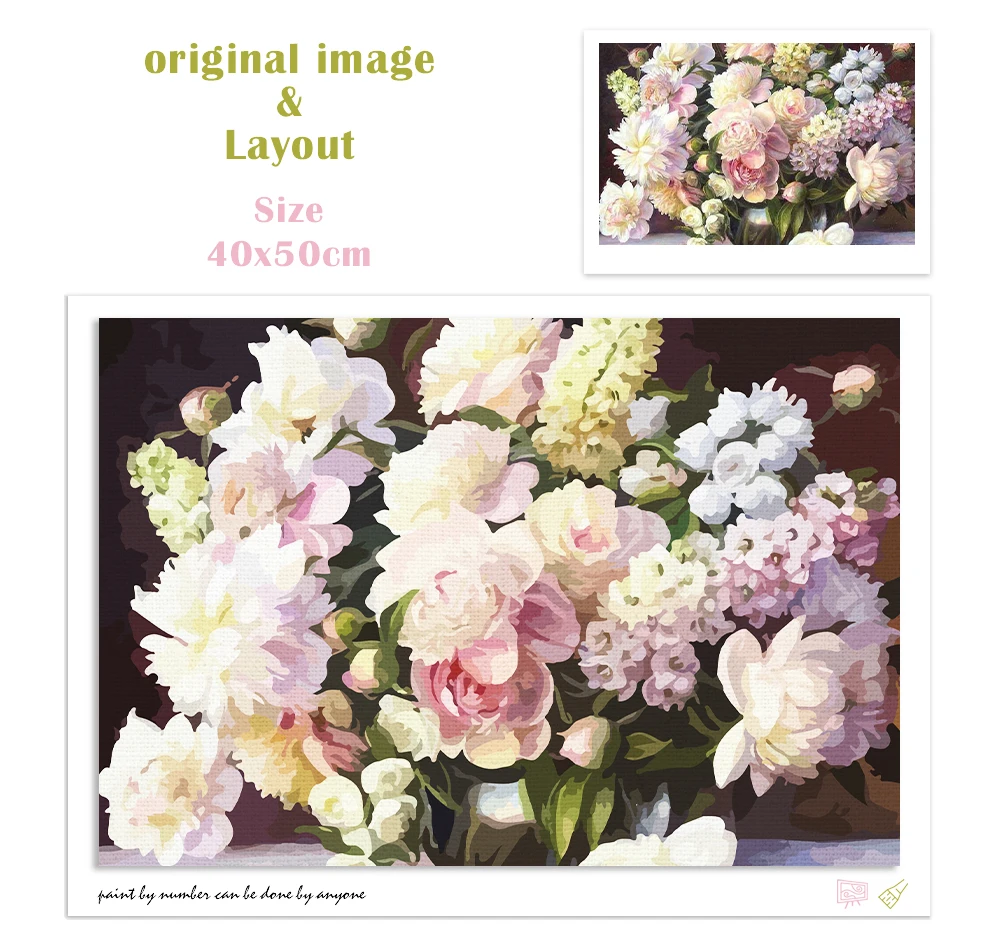 RUOPOTY Frame Pink Flowers DIY Painting By Number Modern Acrylic Paint On Canvas Painting Unique Gift For Home Decor 40x50cm Art