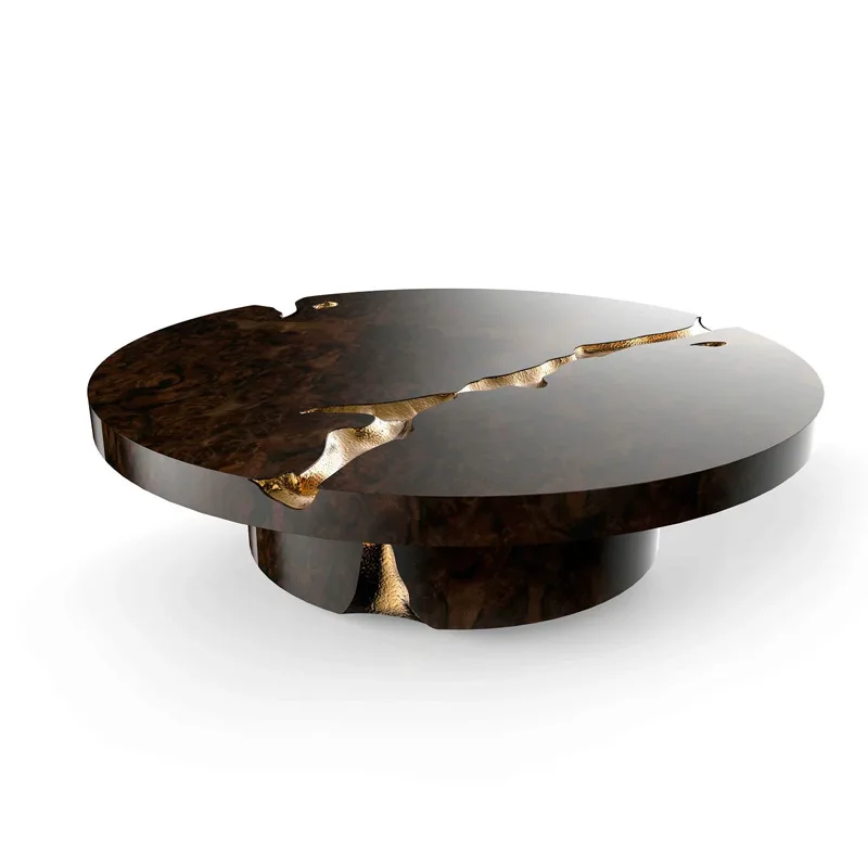 Italian-style light luxury solid wood coffee table, modern minimalist, designer style, small living room, home pomegranate tree,