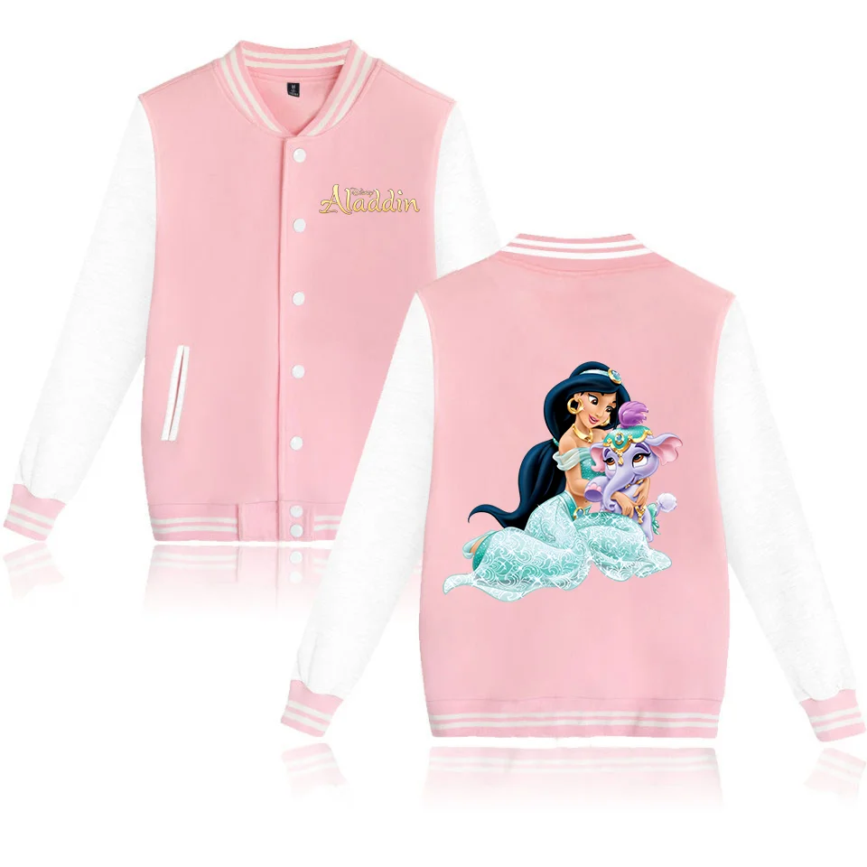 

Disney Aladdin Bomber Jacket Women Men Autumn Baseball Jacket Coat Cartoon Student Kid Streetwear Harajuku Bomber College Jacket