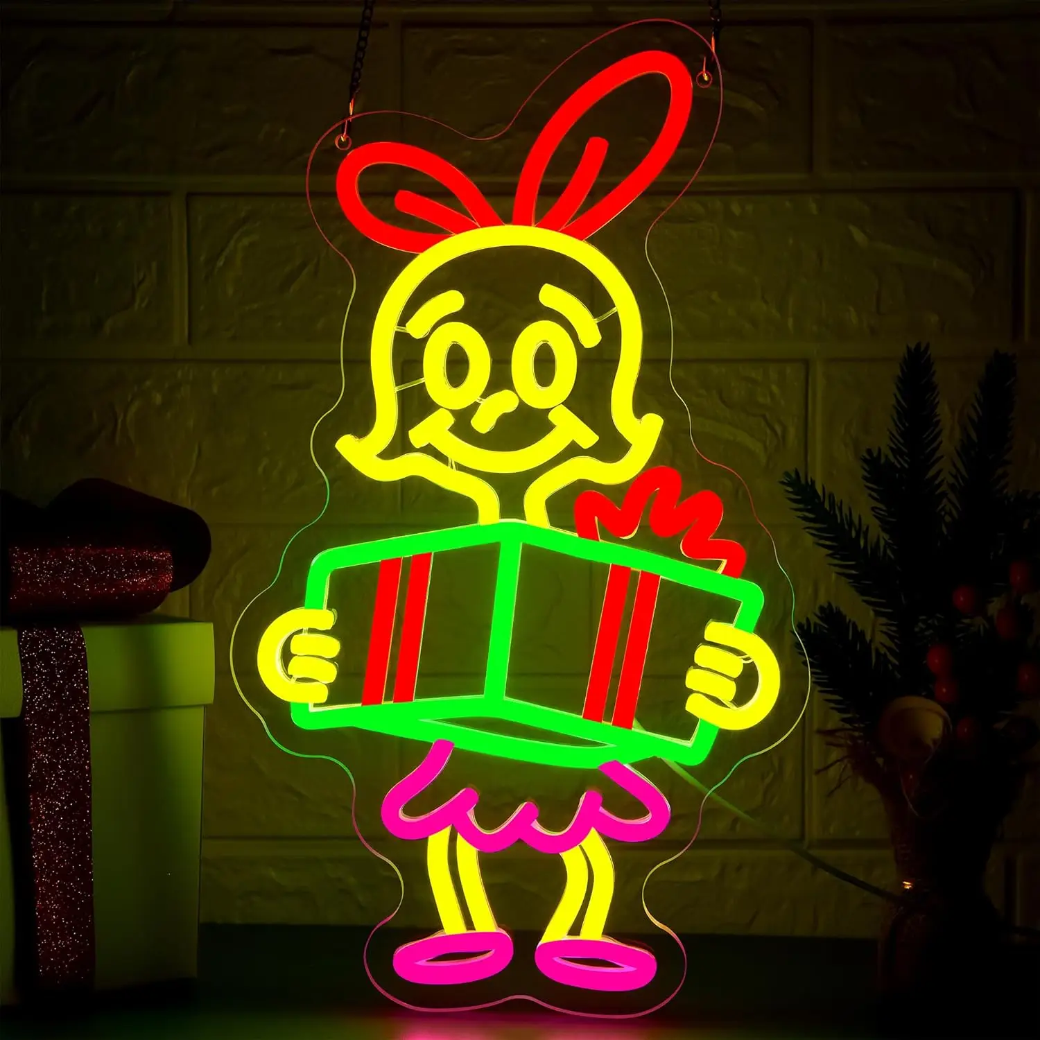 Insegna al neon natalizia da parete, luce al neon a LED dimmerabile per soggiorno, grotta d'uomo, negozio di abbigliamento, regalo di compleanno e pubblicità