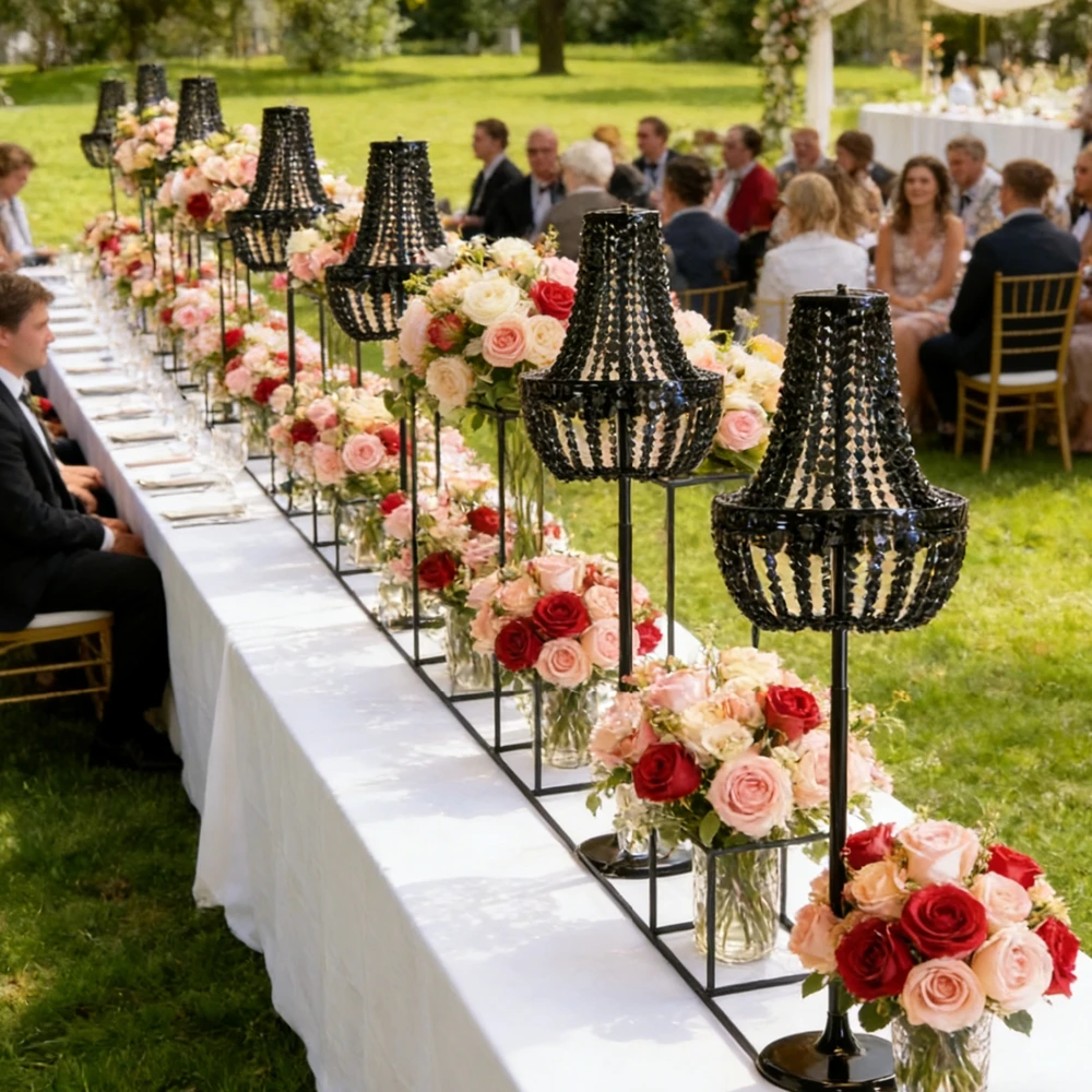 4-10pcs)60-120cm) Customized wedding props acrylic chandelier Lampshade wireless Led Table Lamp Wedding  Table Lamp centerpieces