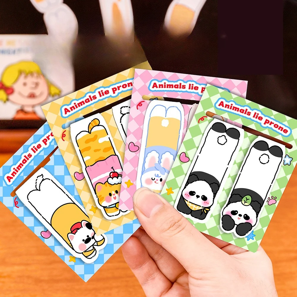 2Pcs Kawaii Magnetic Bookmark Cute Cartoon Puppy Cat Soft Magnet Book Mark Panda Rabbit Stationery Gift School Reading Supplies