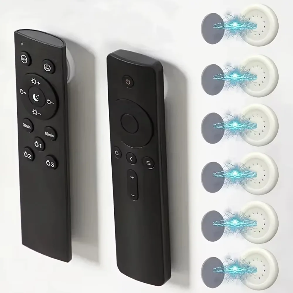 5/20pcs No Drill Magnetic Remote Holder - Wall Mount for TV/AC/DVD Remotes, White Socket Holder Space-Saving Design