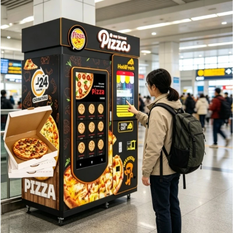 Smart fully automatic touch screen pizza vending machine hot food vending machine pizza vending machine