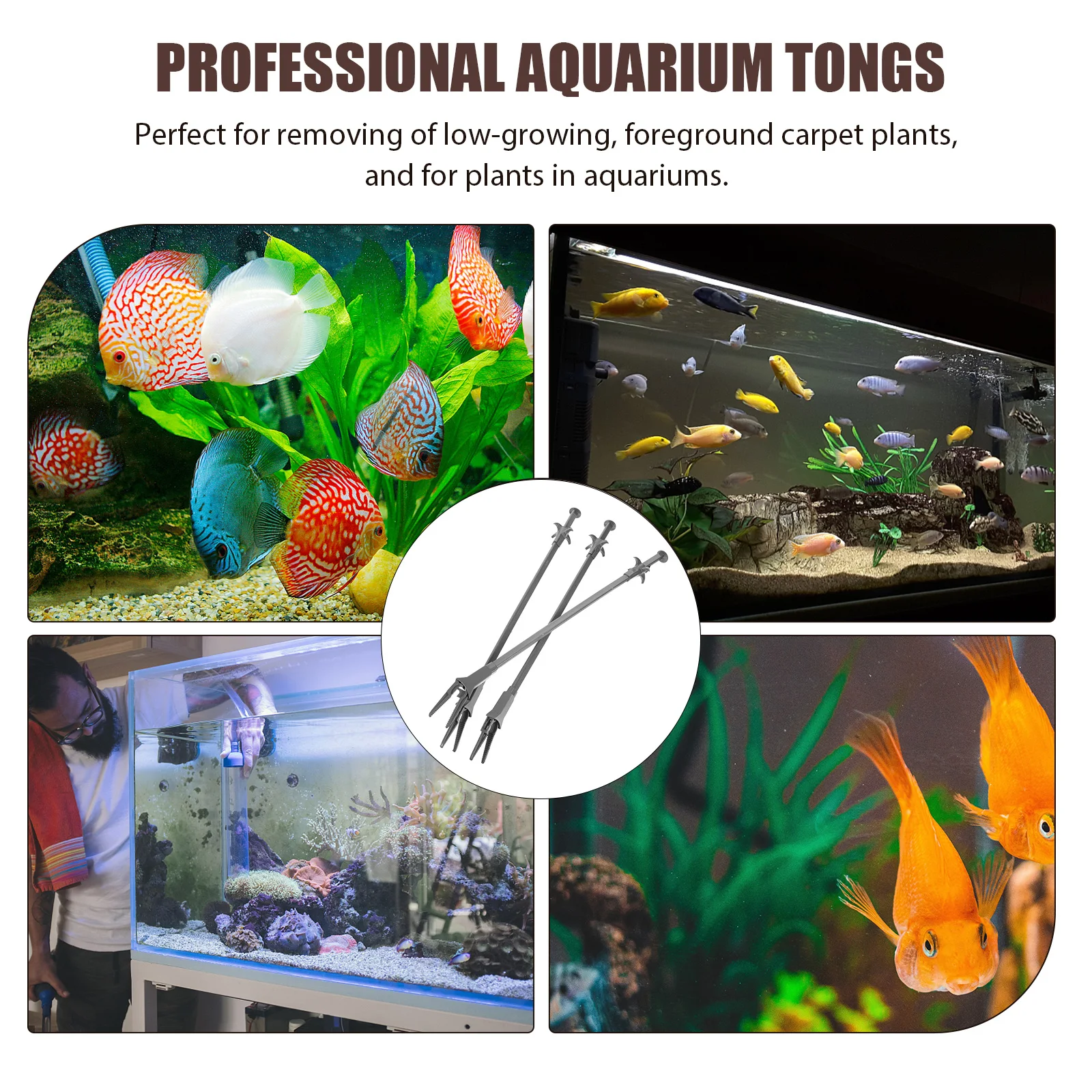 

3pcs Aquatic Tweezers Long Handle 50CM Fish Tank Cleaning Tools Terrarium Accessories Aquarium Plant Clippers Professional Tongs