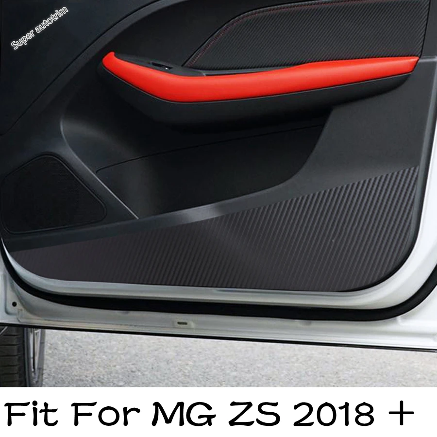 Car Inner Door Anti-Kick Pad Mat Side Edge Film Protection Carbon Fiber Look Stickers Accessories Interior For MG ZS 2018 - 2023