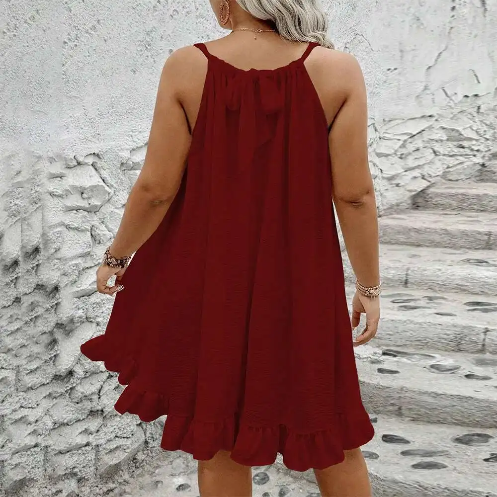 

Размер, большая женская однотонная юбка от солнца, лето 2025, новый стиль, свободный и большой плиссированный сексуальный комбинезон, летние элегантные повседневные Y2k