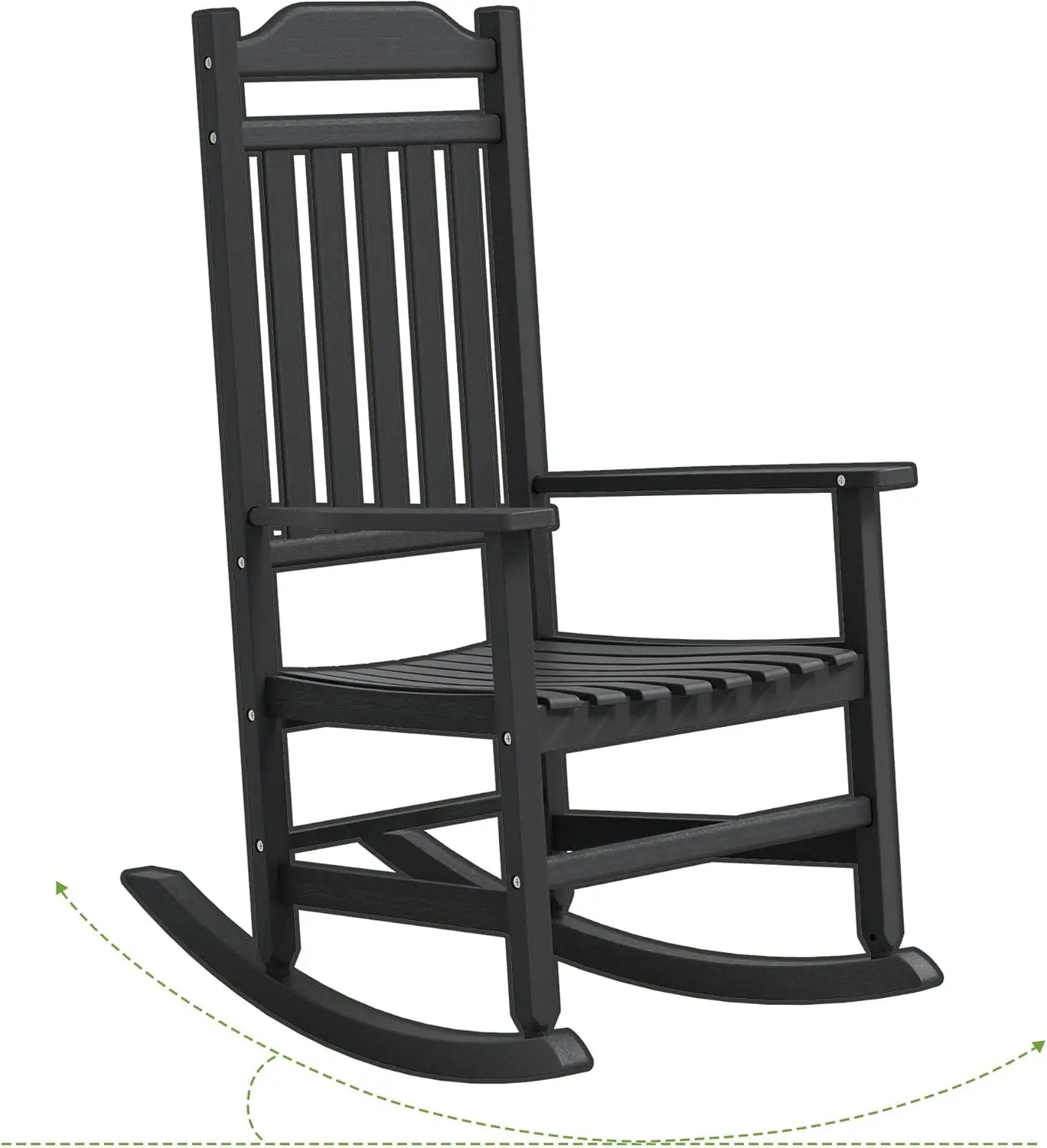 

Outdoor Rocking Chair,HDPE Rocking Chairs for Adult,All Weather Patio Rocking, High Back Porch Rocker Chair,Black