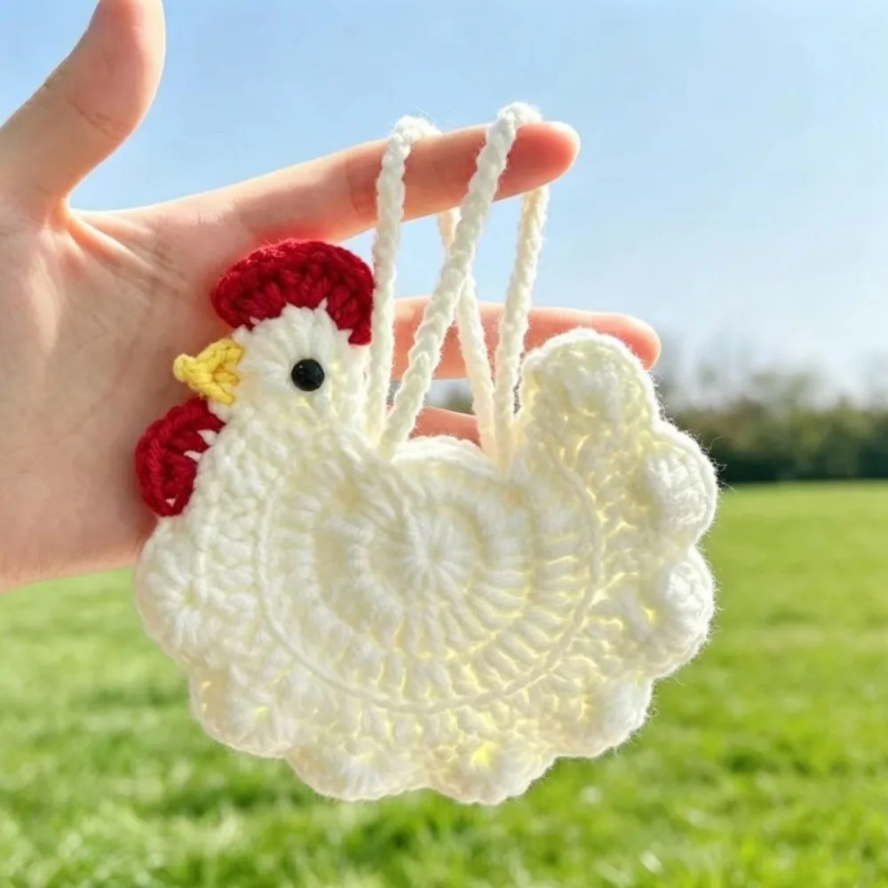 Cute Cartoon Chicken Coin Purse Double-sided Woven Gifts Bag Packing Crochet Knit Crochet Handbag Festival Decoration