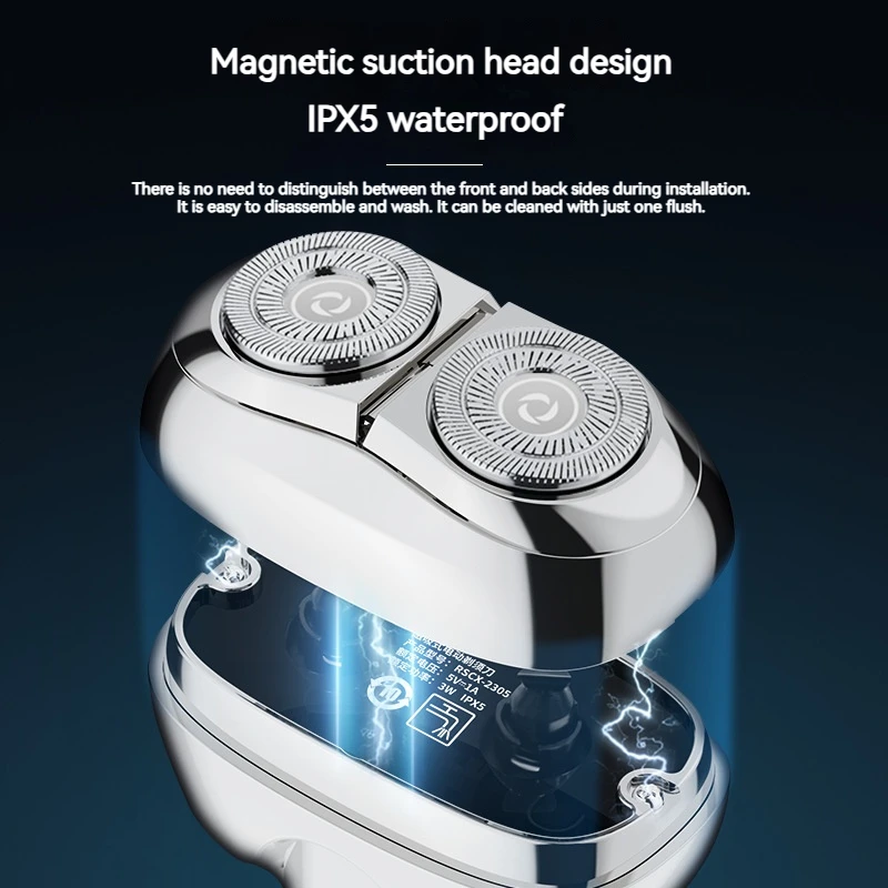 MOTAWISH rasoio elettrico da uomo Mini rasoio a testa magnetica Type-C rasoio per barba corpo elettrolitico ricaricabile