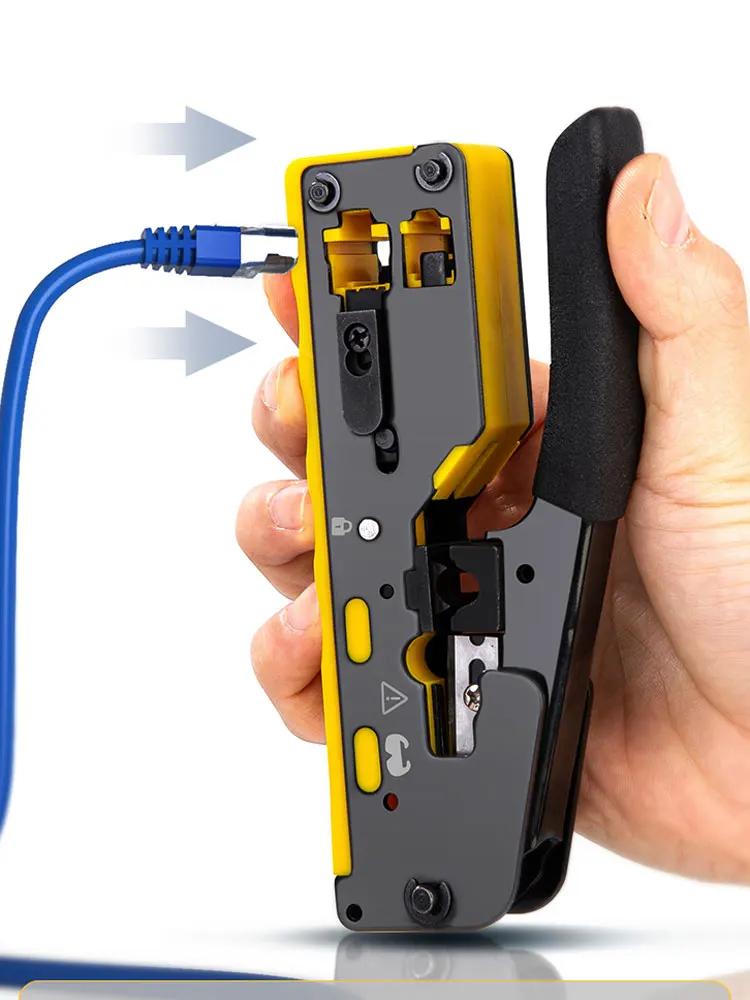 ZoeRax RJ45 CAT6 Zaciskarka do kabli przelotowych z funkcją cięcia do złącz modułowych Cat6 Cat5 Cat5e 8P8C Ethernet, uniwersalne narzędzie do kabli — zdjęcie 2