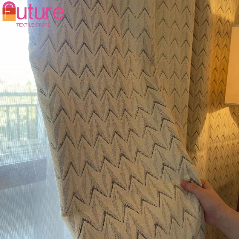 

Curtains for Living Dining Room Bedroom Modern Simple High-precision Jacquard Pillow High-end Light Luxury