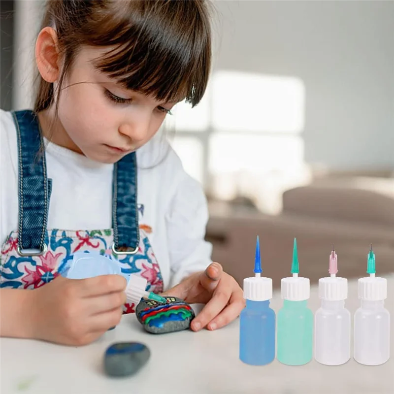 

AS94-6 Pcs Glue Applicator Bottles, 30Ml Plastic Squeezable Dropper Bottles For Glue Applications, Paint Quilling Craft