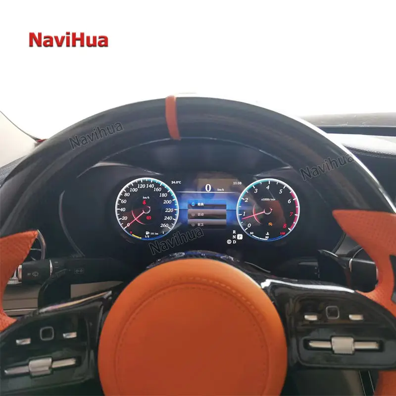 NaviHua 10.25 Inch Car Gauges Speedometer LCD Dashboard Panel Digital Instrument Cluster for Mercedes Benz C GLC Class 2015-2018