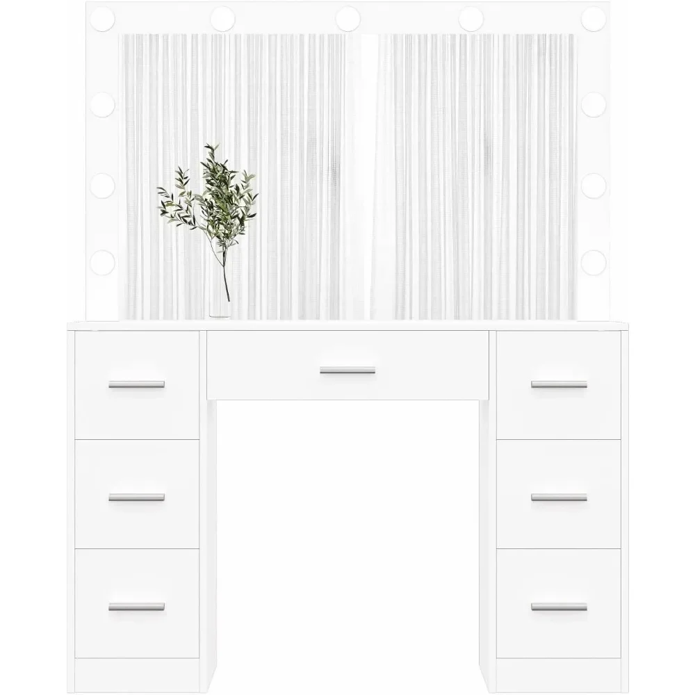 Dresser, Illuminated Mirror, Adjustable Brightness, Dresser with Drawers, Women's Dresser, White Tocadores Para El Dormitorio