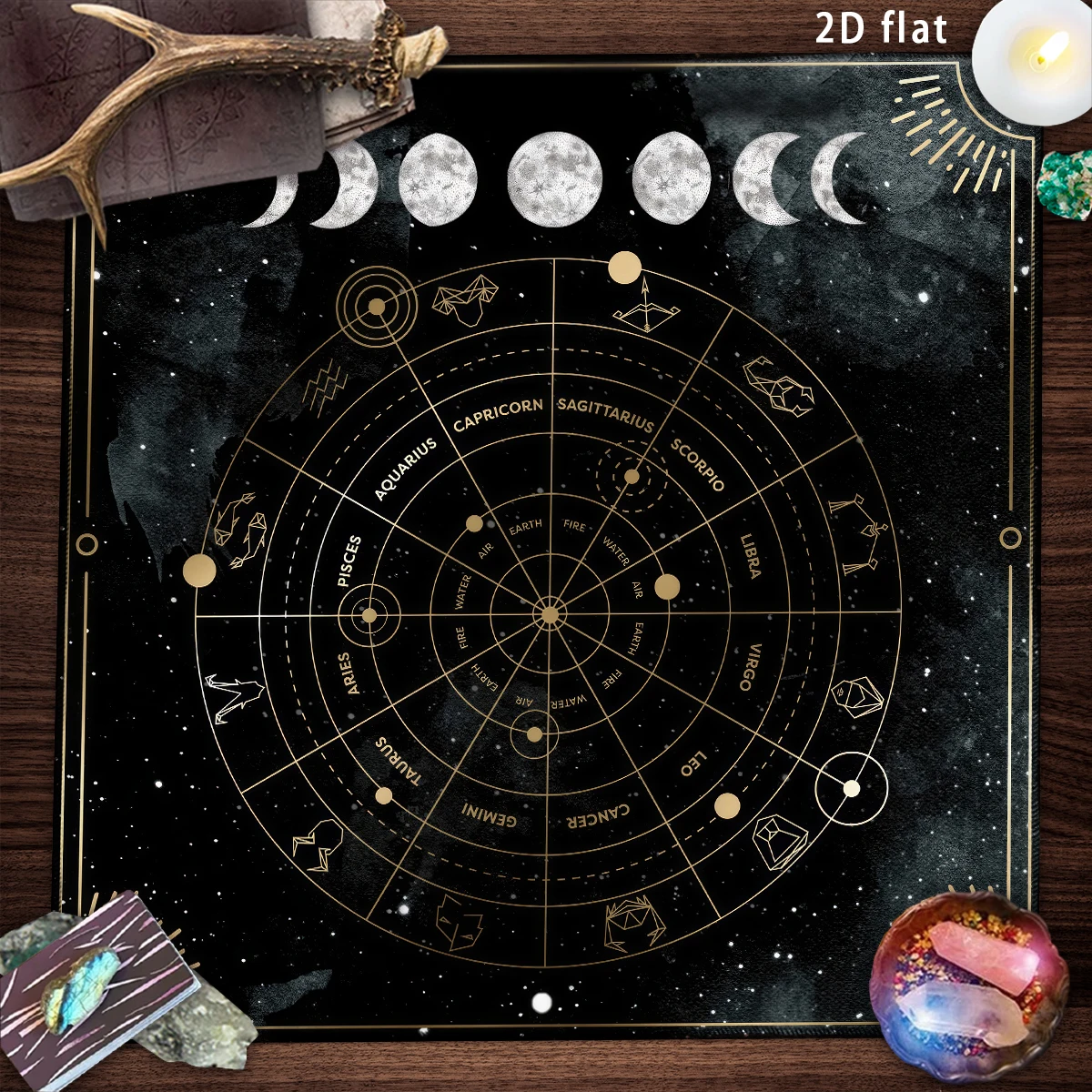 Nappe De Tarot En Velours Noir 69 Cm – Avec Cordon De Serrage, Tapis De Divination Pour Cartes, Jeu De Société, Couverture Polyvalente, Facile à Ranger