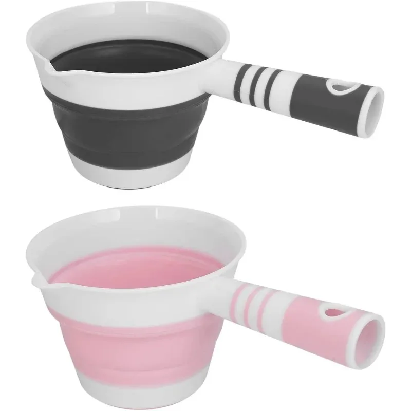 2 حزمة مغرفة مياه قابلة للطي مغرفة مياه قابلة للطي قحافة ملعقة حمام قابلة للطي مغرفة توفير المساحة للحمام المطبخ