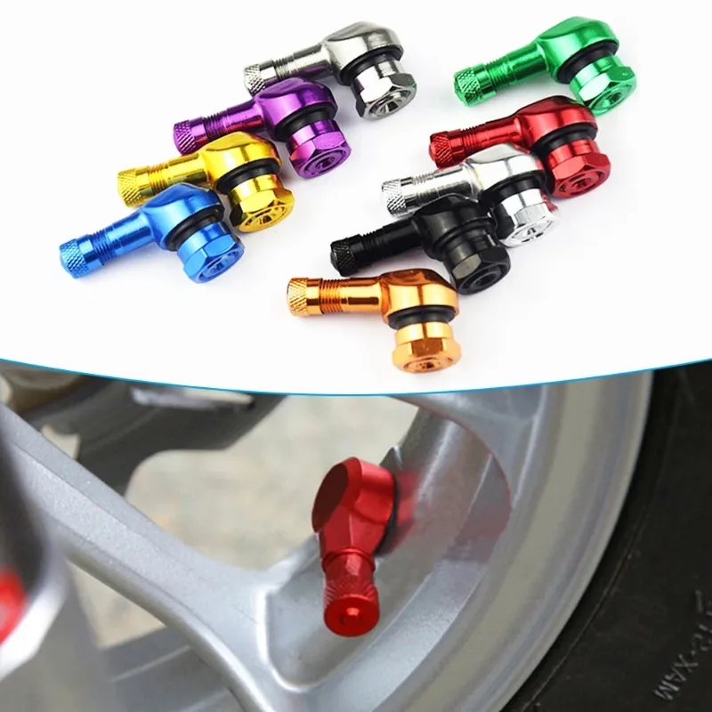 1/2PCS Aluminium Legierung Ventil Motorrad Felge 90 Grad Winkel Motorrad Rad Reifen Tubeless Ventil Vorbauten Für felge Rad Teile – Detail 1