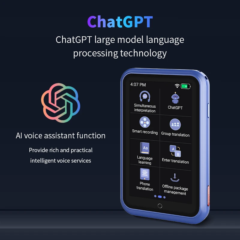 مترجم صوتي ChatGPT متعدد اللغات 4G SIM جهاز ترجمة في الوقت الحقيقي لمتعلم السفر العالمي الذكي S30 المترجم