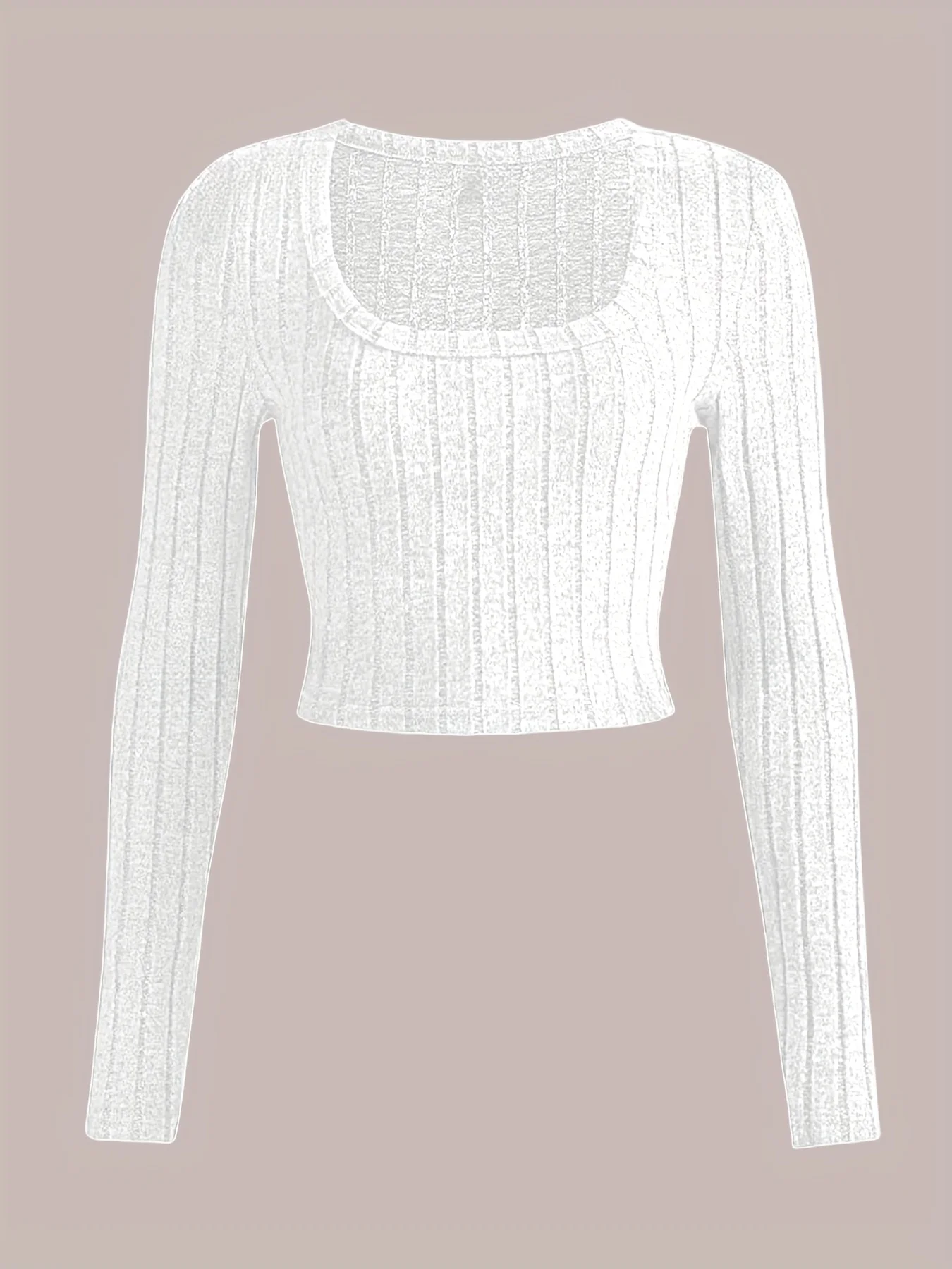Autumn and Winter Women's Square Neck Warm and Comfortable Inner and Outer Wear Casual White Long Sleeve T-Shirt