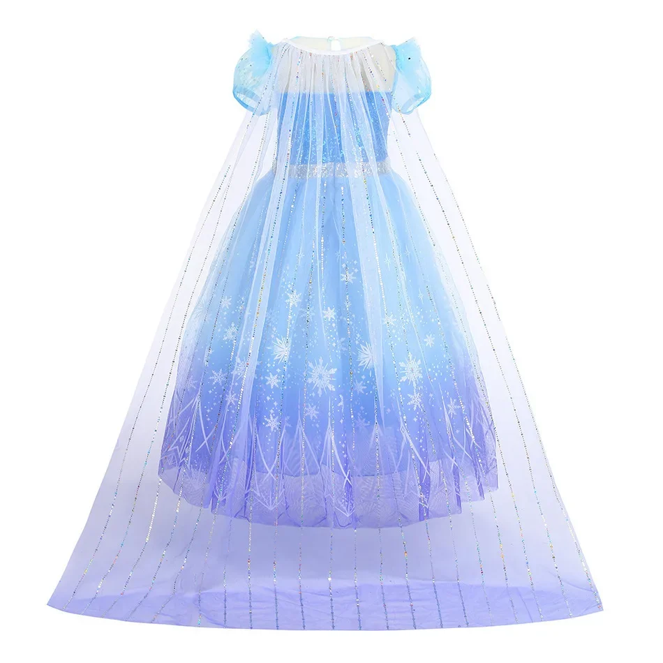 Kinder Mädchen Eis-Schnee-Prinzessin Kostümkleid mit Pailletten, Umhang und komplettem Zubehör für Halloween, Geburtstag, Cosplay, Themenparty-Outfit – Detail 4