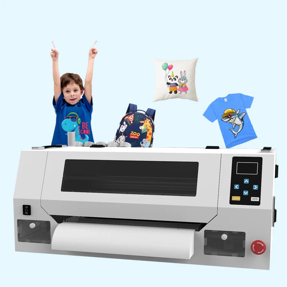 Hot Stamping Desktop Inkjet Printer A3 30CM Outfits Fabrics Printer Custom Clothing Thermal Transfer Printheads Pink DTF Printer