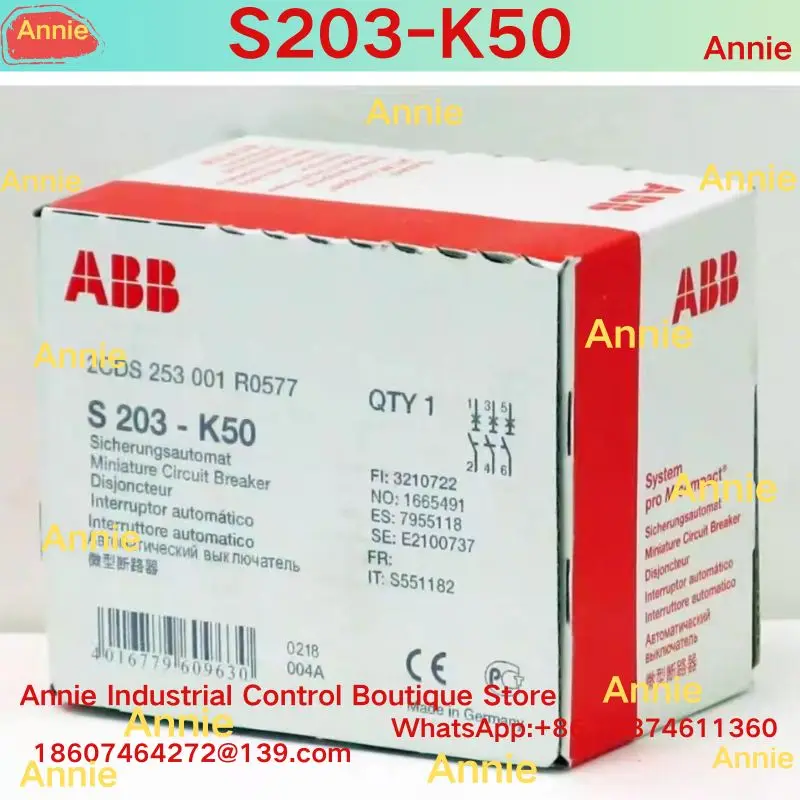 

Совершенно новый миниатюрный автоматический выключатель S203-K50 K номинальный ток 50А