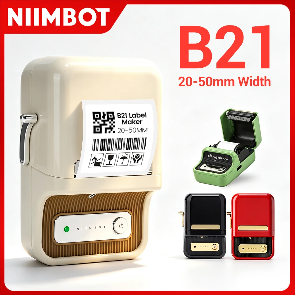 Niimbot B21 Etikettendrucker, tragbarer, kabelloser Bluetooth-Thermodrucker, geeignet für Barcode-, Kleidungs-, Schmuck- und Lebensmitteldruck im Laden.