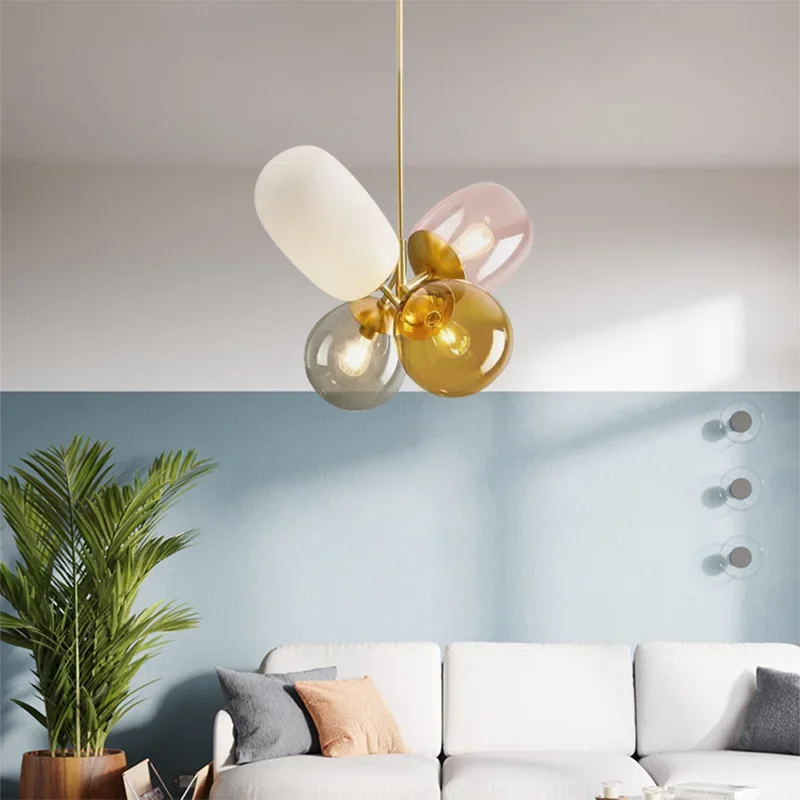 Lampadario a palloncino in vetro danese Lampada a sospensione a sospensione semplice e colorata Lampada a sospensione per soggiorno, sala da pranzo, camera da letto