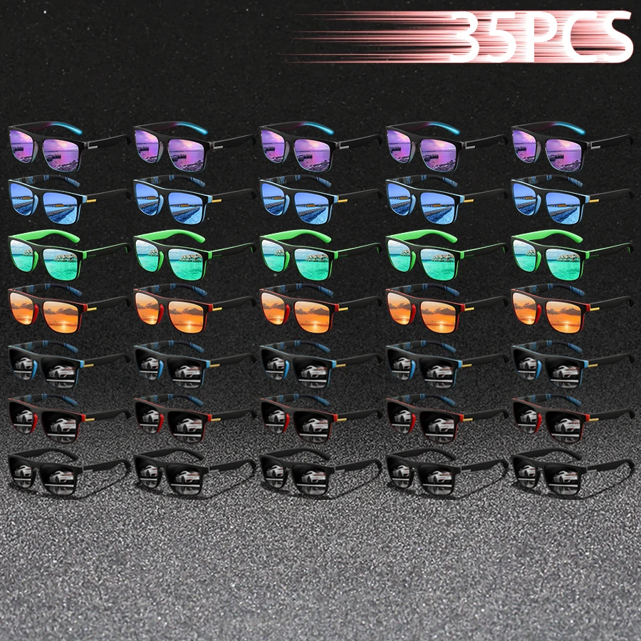 

35PCS Fashion Classic square UV400 Sunglasses Men Women Driving Colorful Trendy Lightweight Outdoor Goggles